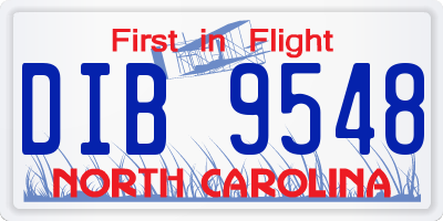 NC license plate DIB9548
