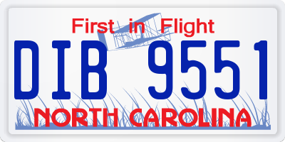 NC license plate DIB9551