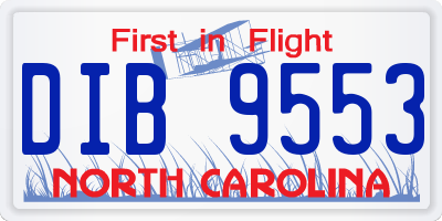 NC license plate DIB9553