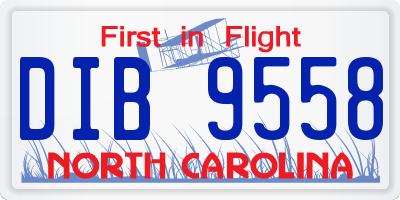 NC license plate DIB9558