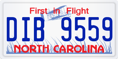 NC license plate DIB9559