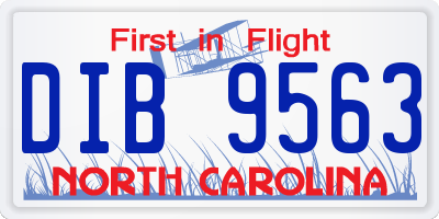 NC license plate DIB9563