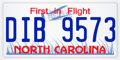 NC license plate DIB9573