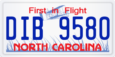 NC license plate DIB9580