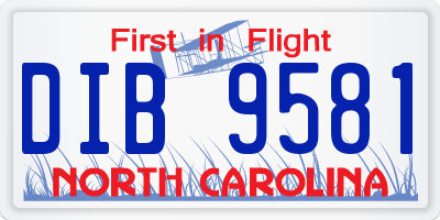 NC license plate DIB9581