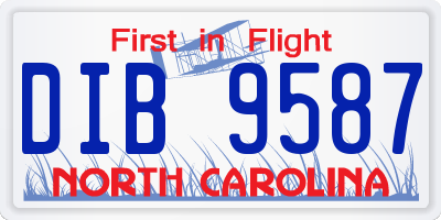 NC license plate DIB9587