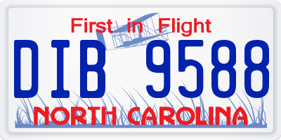 NC license plate DIB9588
