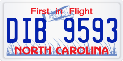 NC license plate DIB9593