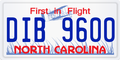 NC license plate DIB9600
