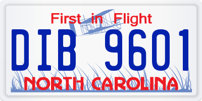 NC license plate DIB9601