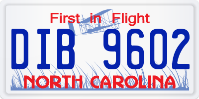 NC license plate DIB9602