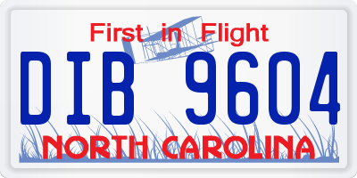 NC license plate DIB9604