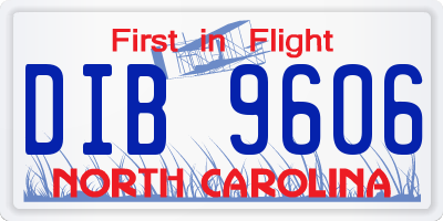 NC license plate DIB9606