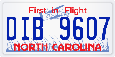 NC license plate DIB9607