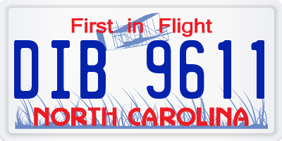 NC license plate DIB9611