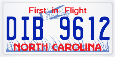 NC license plate DIB9612