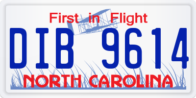 NC license plate DIB9614