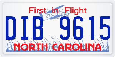 NC license plate DIB9615