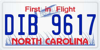 NC license plate DIB9617