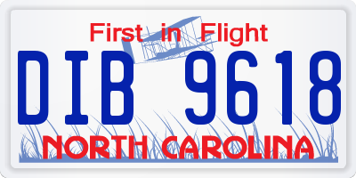 NC license plate DIB9618
