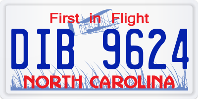 NC license plate DIB9624