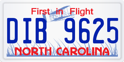 NC license plate DIB9625
