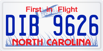 NC license plate DIB9626