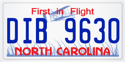NC license plate DIB9630