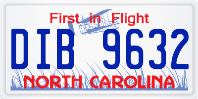 NC license plate DIB9632