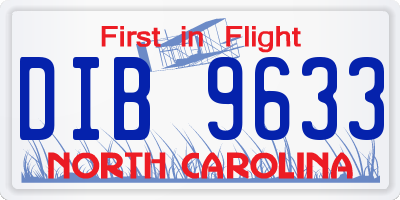 NC license plate DIB9633