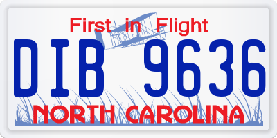 NC license plate DIB9636