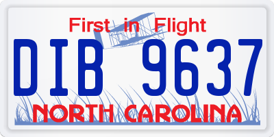 NC license plate DIB9637