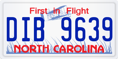 NC license plate DIB9639