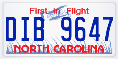 NC license plate DIB9647