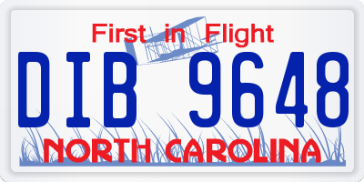 NC license plate DIB9648