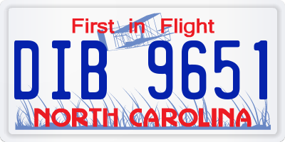 NC license plate DIB9651