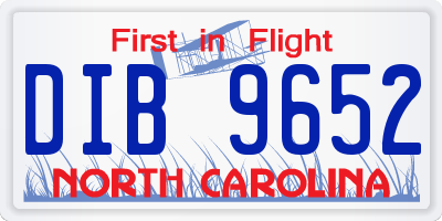 NC license plate DIB9652