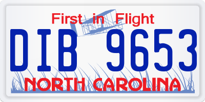 NC license plate DIB9653