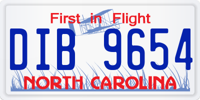 NC license plate DIB9654