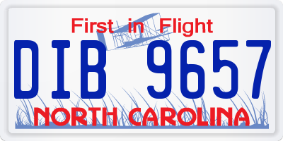 NC license plate DIB9657