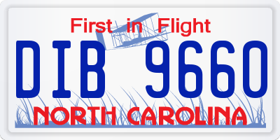 NC license plate DIB9660