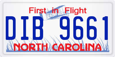 NC license plate DIB9661