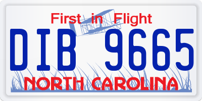 NC license plate DIB9665