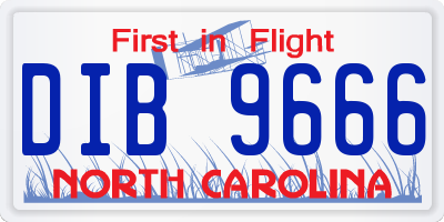NC license plate DIB9666