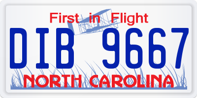 NC license plate DIB9667