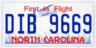NC license plate DIB9669
