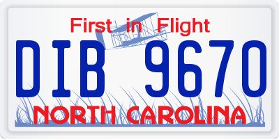 NC license plate DIB9670