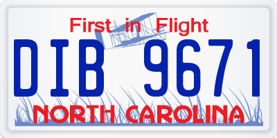 NC license plate DIB9671