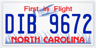 NC license plate DIB9672