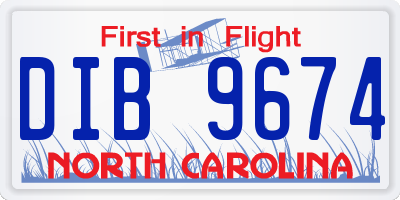 NC license plate DIB9674